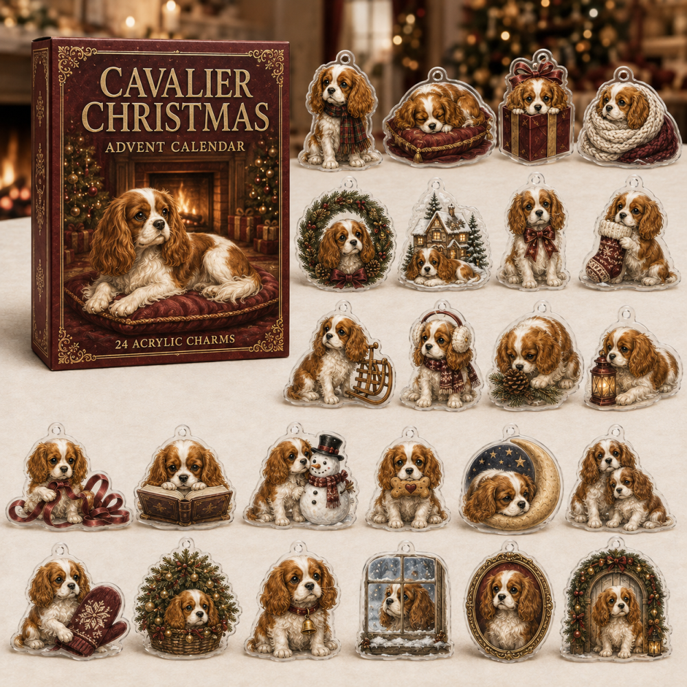 Cavalier King Charles Spaniel Holiday Countdown — 24 Acrylic Charm Advent Calendar For Dog Lovers & Gift Giving
