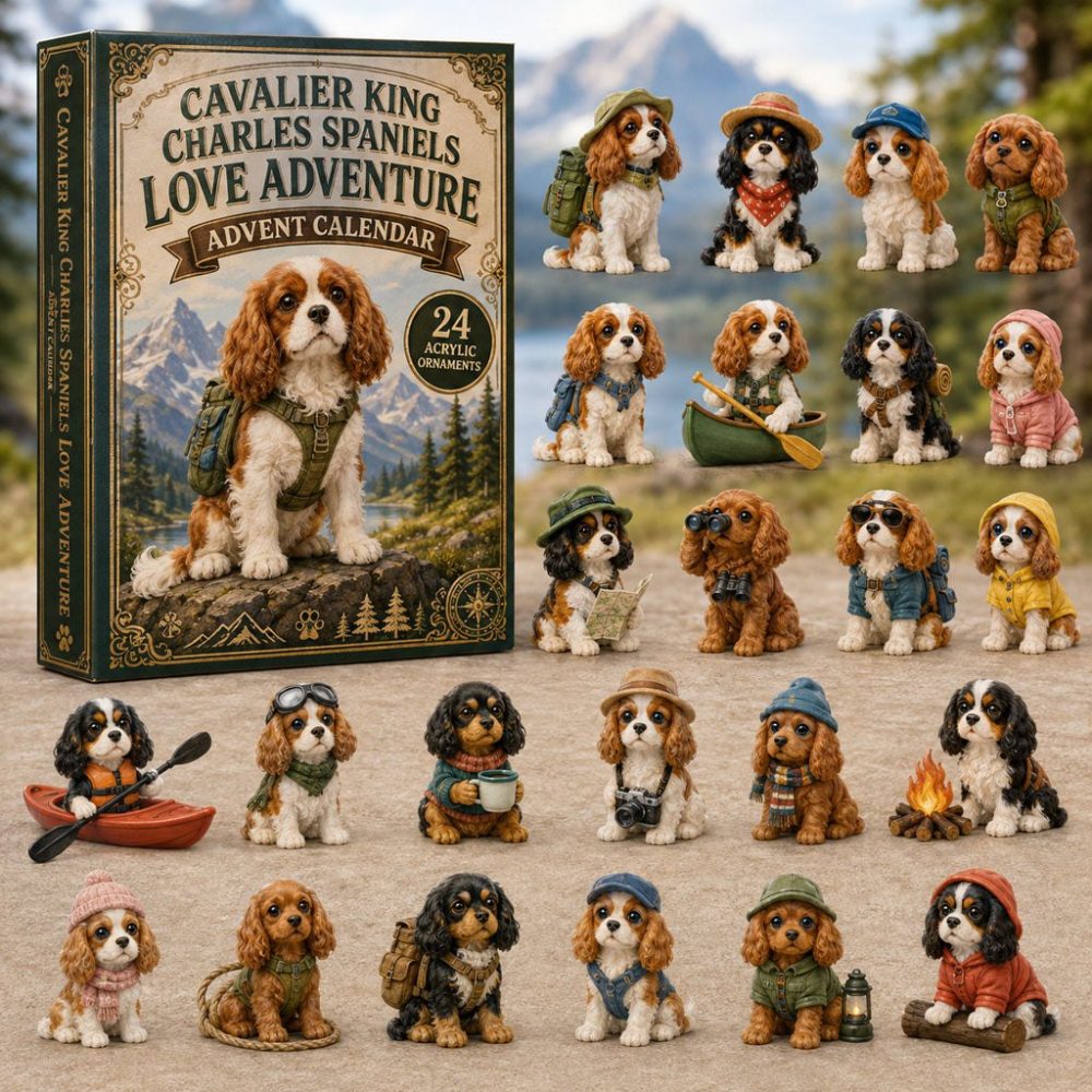 2026 Cavalier Adventure & Love Countdown Calendar — 24-Day Acrylic Charm Advent Set, Whimsical Dog Gift For Active Pet Owners