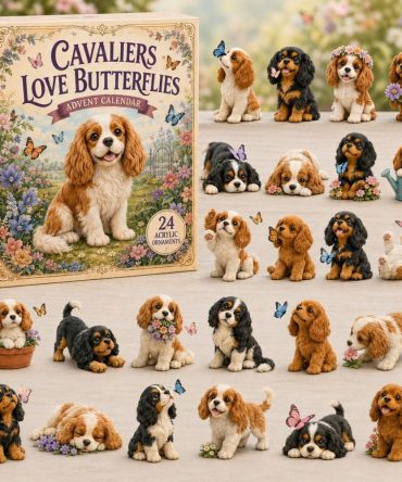 2026 Cavalier Love & Butterflies Countdown Calendar — 24-Day Acrylic Charm Advent Set, Romantic Dog-Themed Gift & Decor
