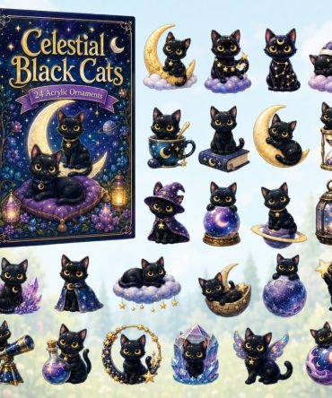 2026 Celestial Black Cats Advent Calendar — 24-Day Starry Halloween Countdown With Moon & Cat Acrylic Charms, Perfect Witchy Gift