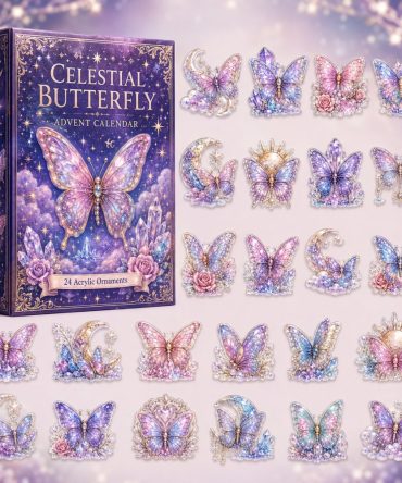 Celestial Butterfly 24‑Day Advent Calendar 2026 — Magical Butterfly & Star Acrylic Charm Set With 24 Pieces, Perfect Holiday Keepsake