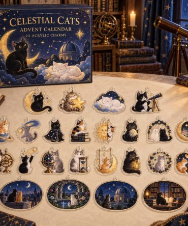 Cosmic 24-Day Celestial Cats Charm Countdown — 24 Acrylic Zodiac Cat Ornaments, Daily Surprises For Cat Lovers, Astrology Fans & Gifts