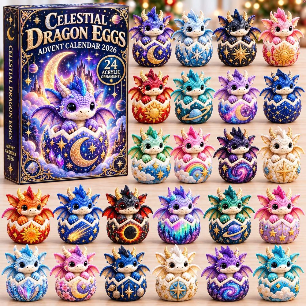 Celestial Dragon Eggs Advent Countdown 2026 — 24-Day Cosmic Dragon Egg Acrylic Charm Calendar For Fantasy & Space Fans