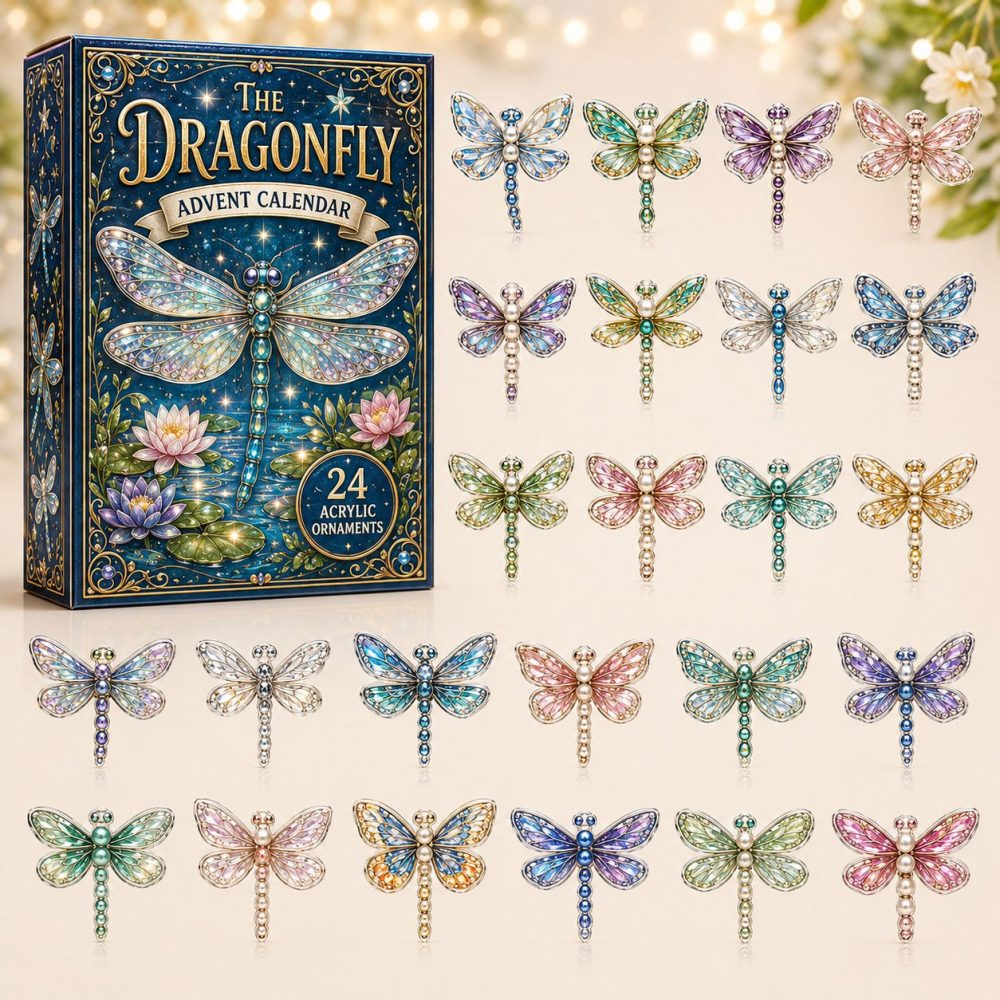 Celestial Dragonfly 24‑Day Advent Calendar 2026 — Ethereal Dragonfly & Moon Acrylic Charms, 24-Piece Holiday Countdown For Nature Lovers