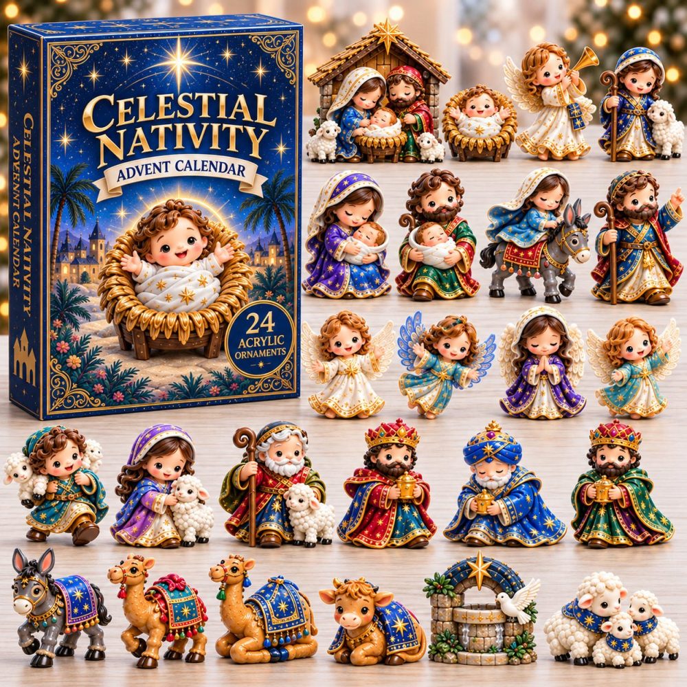 Celestial Nativity Advent Calendar 2026 — 24-Day Countdown With Acrylic Nativity Charms , Faith-Based Holiday Decor & Gift