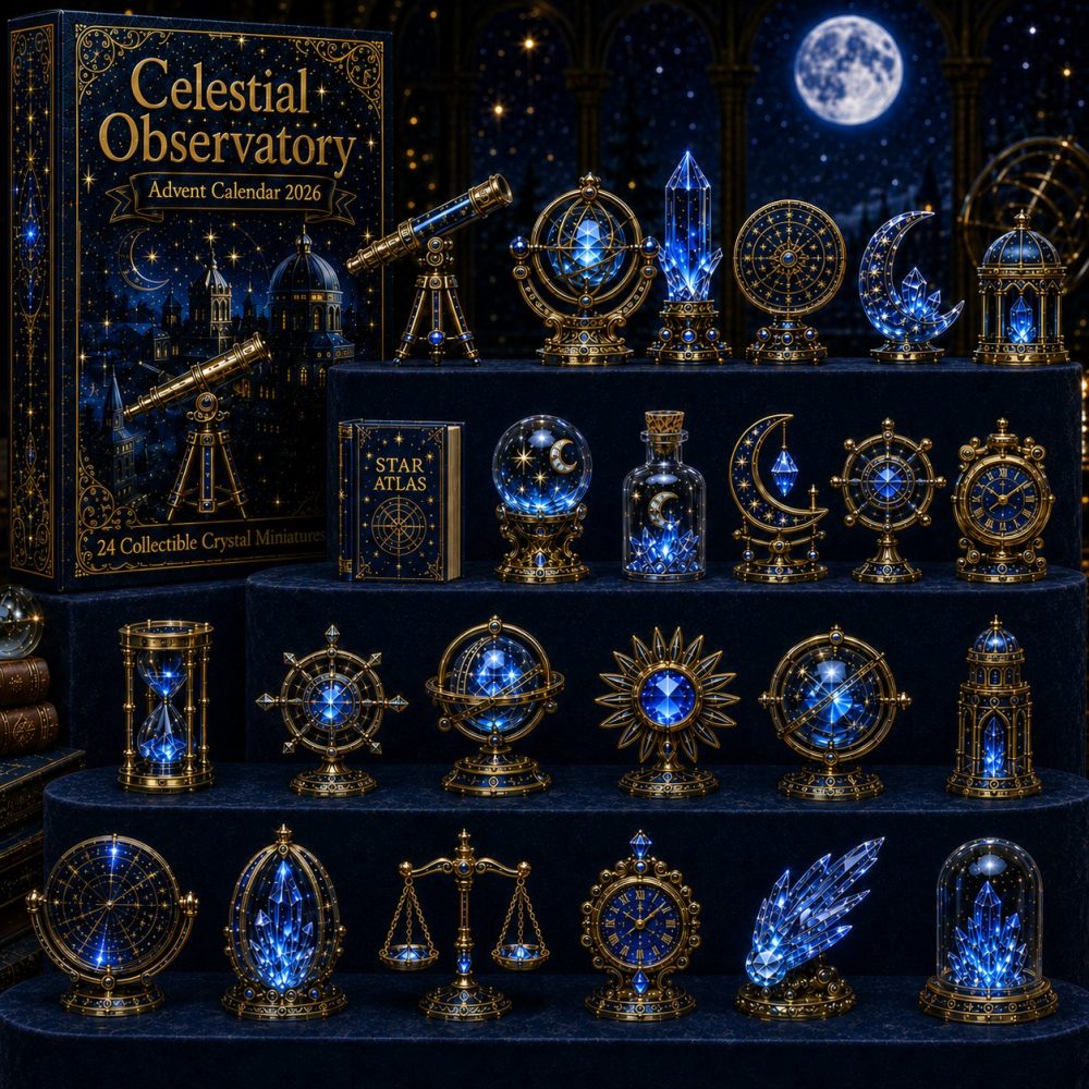 Celestial Observatory 2026 — 24-Day Astronomy Charm Countdown With Telescope & Star Acrylics, Gift For Space Enthusiasts