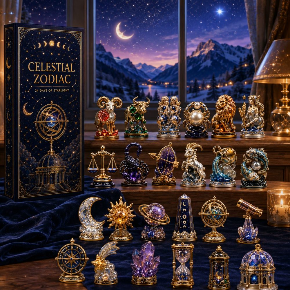 Celestial Zodiac 2026 — 24-Day Starry Acrylic Charm Countdown For Astrology Fans, Horoscope-Themed Holiday Gift Set