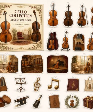 Cello Music Advent Calendar — 24 Acrylic Orchestra Charms For String Players & Collectors , Elegant Holiday Gift Set