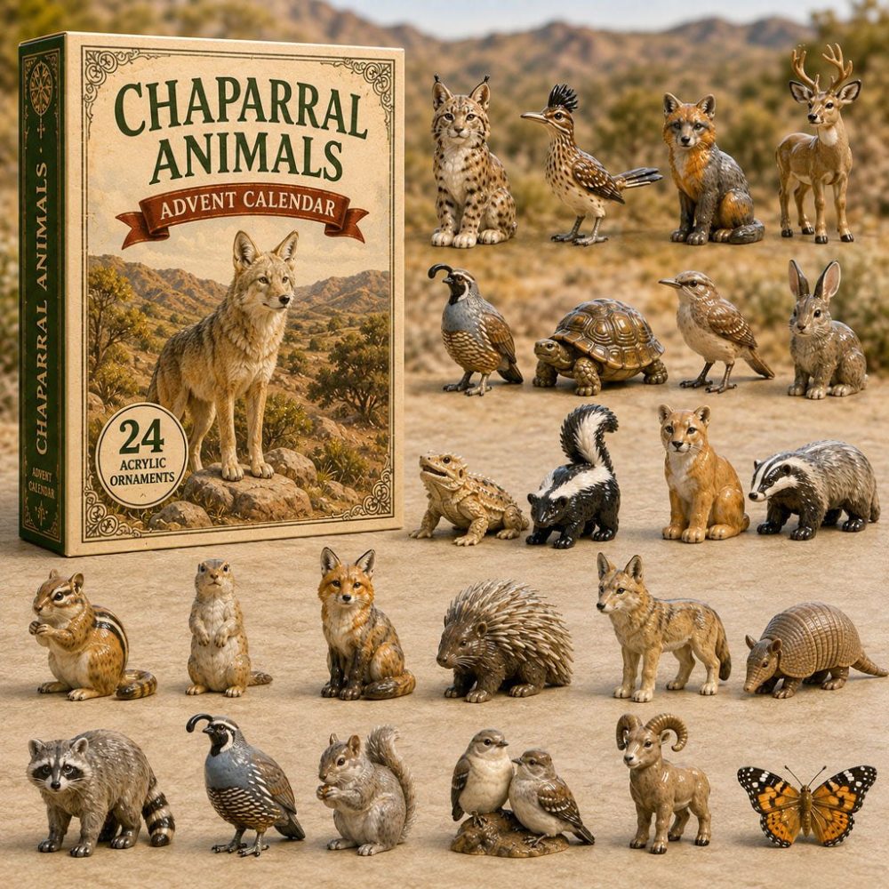 Chaparral Wildlife Advent Countdown 2026 — 24-Day Acrylic Charm Set, Desert Animal Collectible Calendar & Gift
