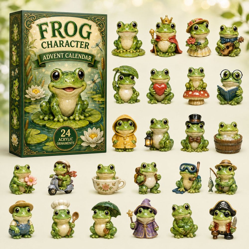 Frog Character 24‑Day Advent Calendar 2026 — Playful Frog Charm Countdown With 24 Cute Acrylic Amphibian Ornaments, Great For Kids