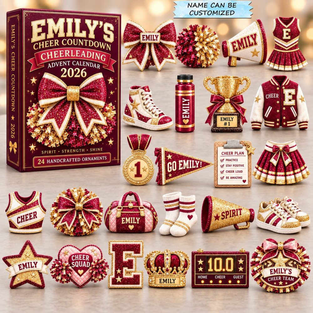 Cheer Spirit Holiday 24-Day Countdown Calendar With Acrylic Charms - Pom-Pom Inspired Gift For Cheer Fans 2026