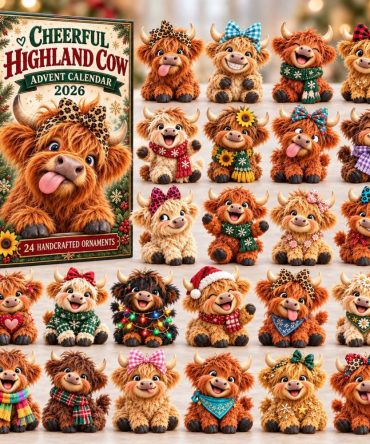2026 Cheerful Highland Cow Countdown - 24-Day Crochet Advent Calendar With Acrylic Charms, Cute Farmhouse Holiday Decor