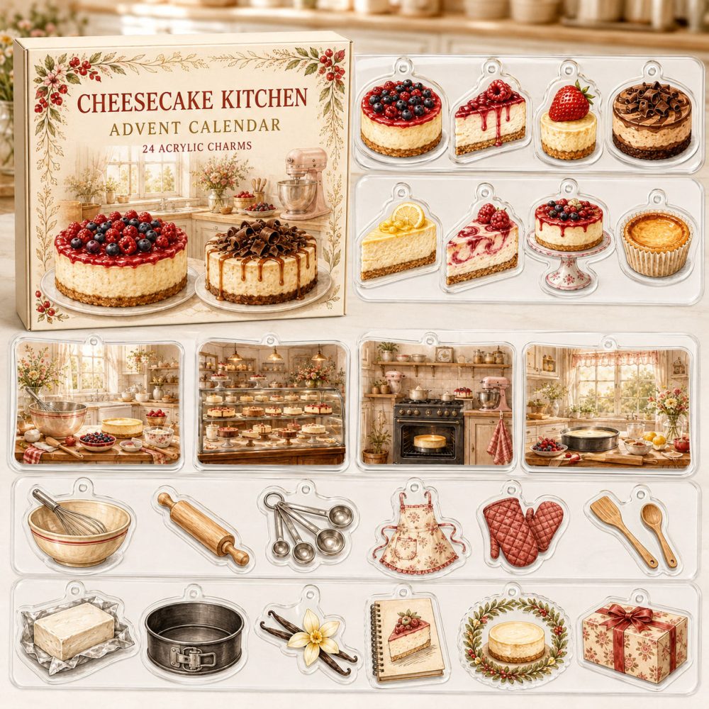 Cheesecake Baking Advent Calendar — 24 Acrylic Dessert Charms For Pastry Fans & Bakers , Gourmet Holiday Gift Set