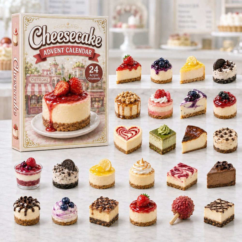 Cheesecake Treats Advent 2026 - 24-Day Sweet Dessert Countdown With Acrylic Charm Decorations, Gift For Bakers & Dessert Lovers