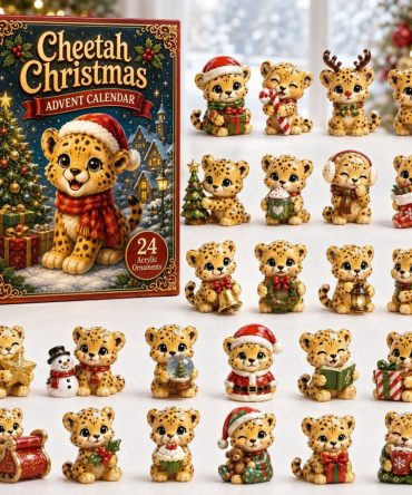 2026 Cheetah Christmas Countdown — 24-Day Acrylic Charm Advent Set, Festive Safari Gift For Cheetah Lovers & Wildlife Fans