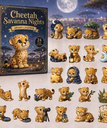 2026 Cheetah Savanna Nights Countdown — 24-Day Acrylic Charm Advent Calendar, Elegant Safari-Themed Holiday Gift & Decor