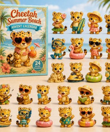 2026 Cheetah Summer Beach Countdown — 24-Day Acrylic Charm Advent Collection, Tropical-Themed Gift For Safari & Beach Lovers