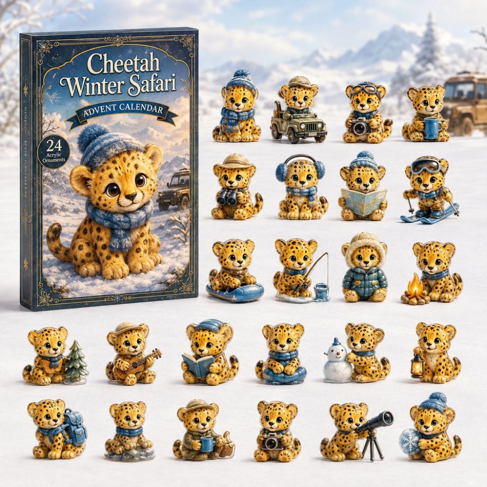 2026 Cheetah Winter Safari Countdown — 24-Day Acrylic Charm Advent Calendar, Wild Holiday Gift For Animal & Safari Lovers