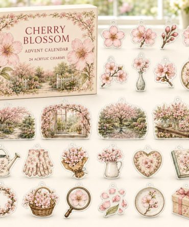 Cherry Blossom Sakura Advent Calendar — 24 Acrylic Floral Charms, Spring-Inspired Countdown Gift For Gardeners & Floral Fans