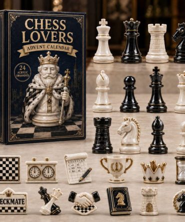Classic Chess 24-Day Christmas Countdown Calendar 2026 — Acrylic Chess Charms, Elegant Advent Calendar For Players