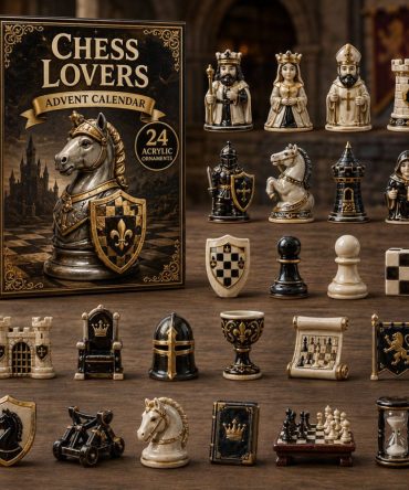 Chess Knight 24-Day Christmas Countdown Calendar 2026 — Acrylic Chess Piece Charms, Gift For Players & Collectors