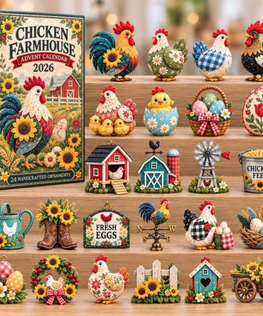 Farmhouse Chicken 24-Day Advent Calendar - Acrylic Country Charms, Rustic Kitchen Decor Countdown For Christmas 2026