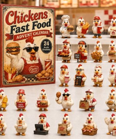 Fast Food Chickens Advent Calendar 2026 — 24-Day Acrylic Charm Countdown With Playful Chicken & Food Icons, Funny Holiday Gift