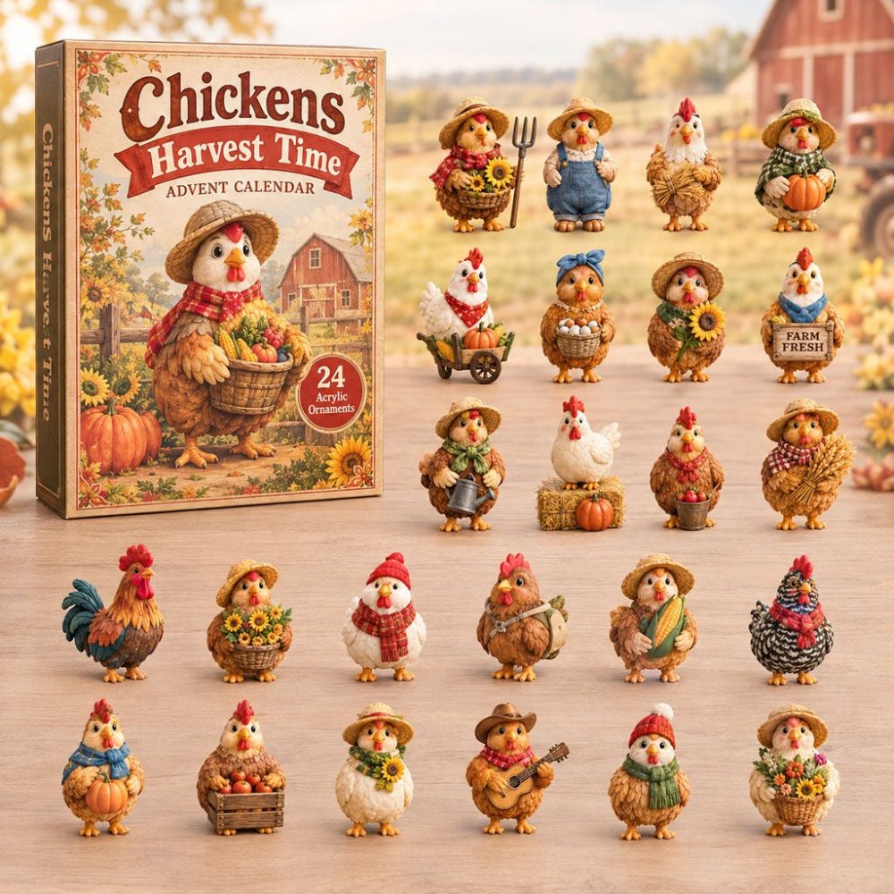 2026 Harvest Chicken Advent Calendar - 24 Acrylic Charms, Farmhouse Fall Countdown Gift For Chicken Keepers & Homestead Lovers