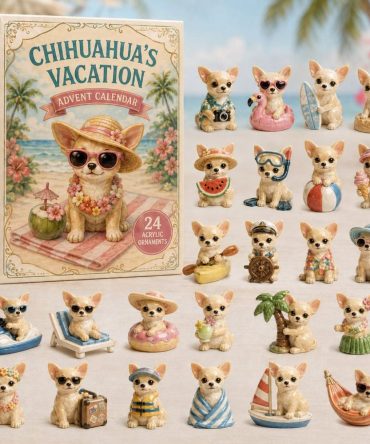 Chihuahua Beach Vacation 2026 Advent Calendar — 24 Summer-Themed Acrylic Charms, Beachy Dog Holiday Countdown Gift For Pet Lovers