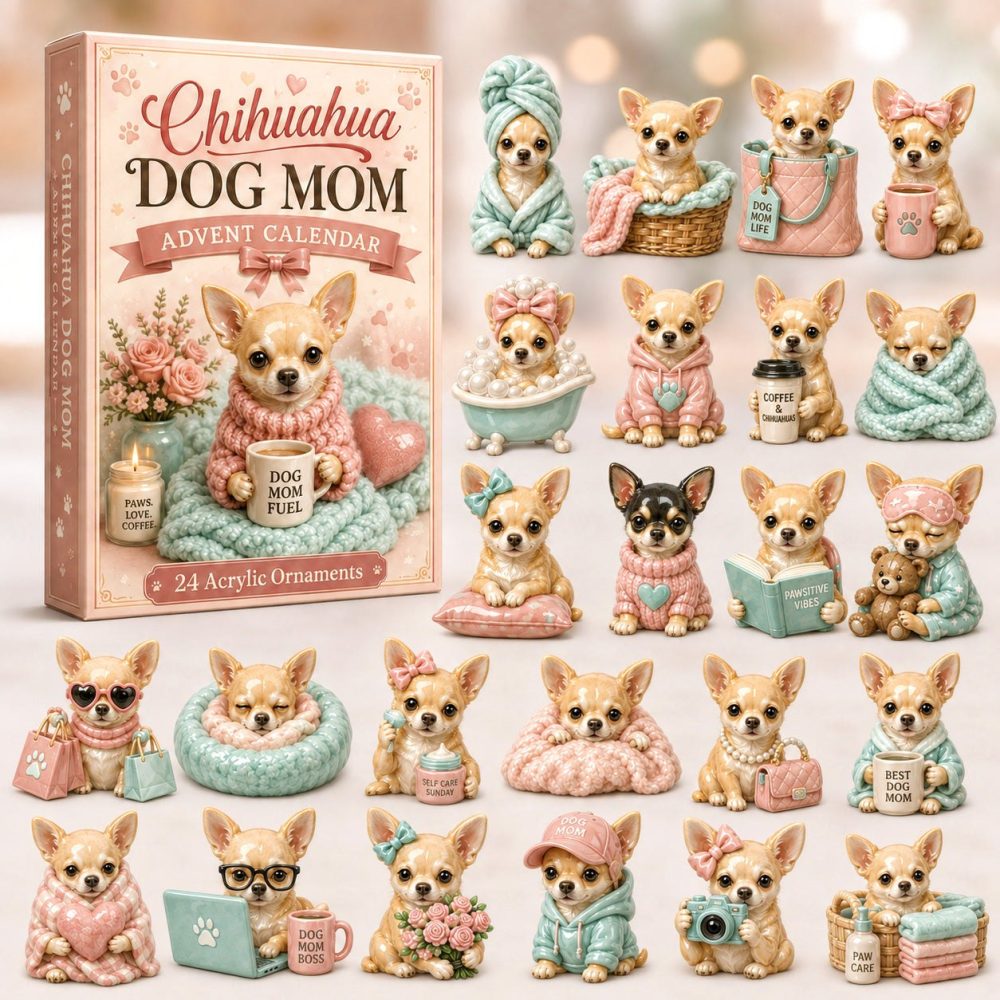 Chihuahua Dog Mom 24‑Day Advent Countdown 2026 — Dog Mom Gift Set With 24 Acrylic Chihuahua Charms, Perfect For Pet-Loving Moms