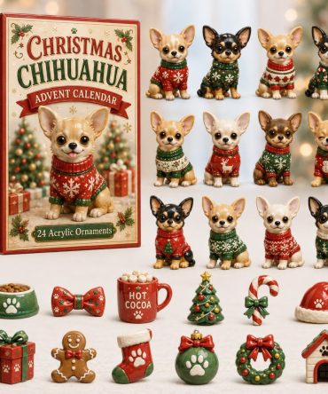 Chihuahua Ugly Sweater 24‑Day Holiday Countdown 2026 — Funny Chihuahua Acrylic Charms Advent, Great Gift For Dog & Sweater Fans