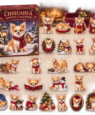 Chihuahua Holiday Countdown Calendar — 24 Mini Acrylic Charms, Cute 24-Day Gift Set For Chihuahua Owners And Dog Lovers