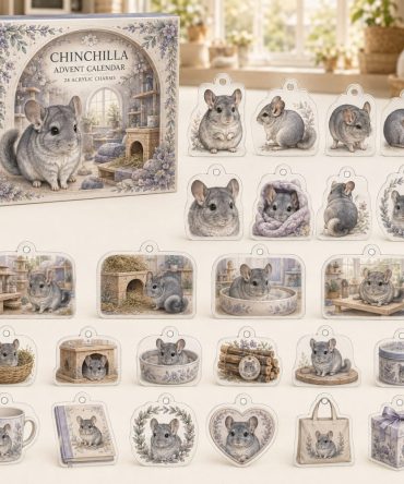 Chinchilla Holiday Countdown Calendar With 24 Elegant Acrylic Charms — Charming Gift For Chinchilla Owners & Small Pet Collectors
