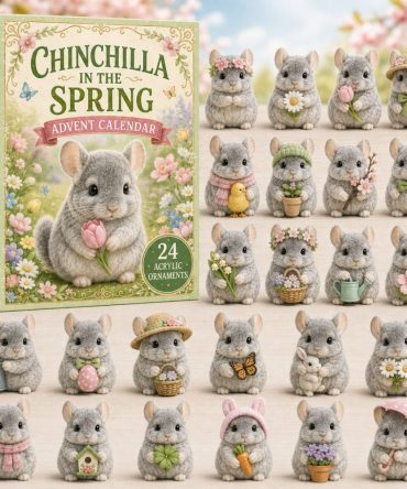 2026 Spring Chinchilla Countdown — 24-Day Acrylic Charm Advent Set, Floral Seasonal Gift For Chinchilla Lovers & Collectors