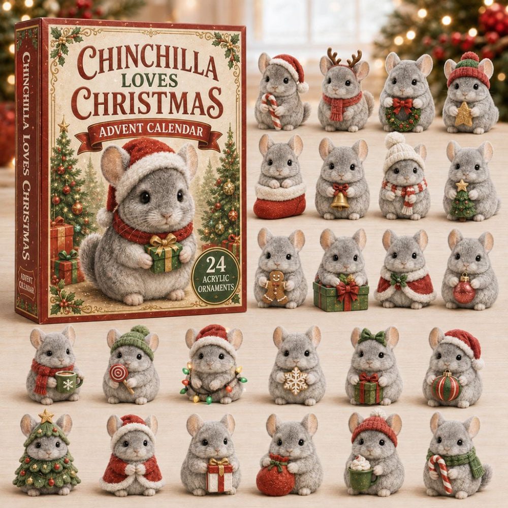2026 Chinchilla Loves Christmas Countdown — 24-Day Acrylic Charms Advent Set, Charming Holiday Gift For Chinchilla Enthusiasts