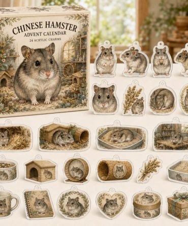 Chinese Hamster Holiday Countdown Calendar — 24 Mini Acrylic Charms, Delightful Gift For Hamster Owners & Tiny Pet Fans
