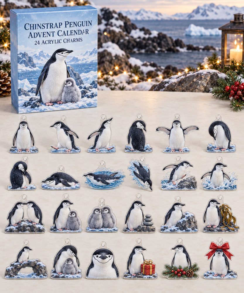 Chinstrap Penguin Advent Calendar - 24 Acrylic Charm Surprises, Cute Penguin-Themed Holiday Countdown For Bird Lovers