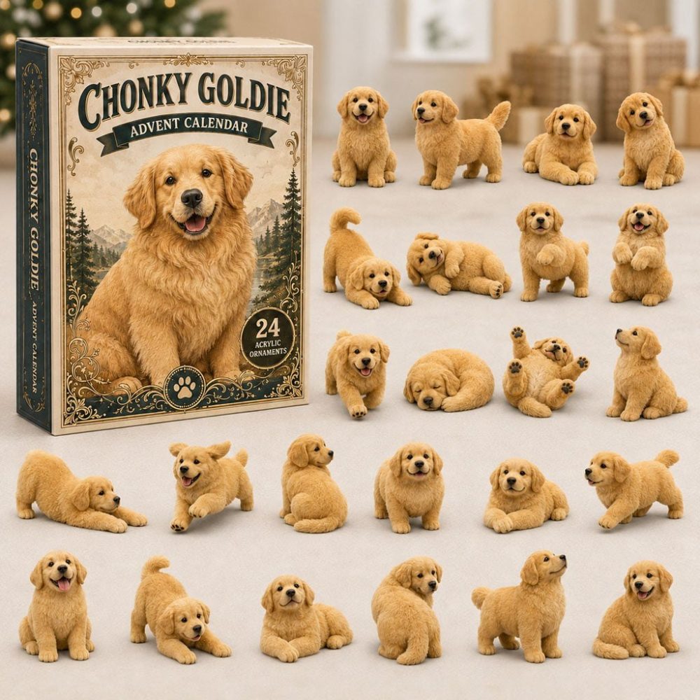 2026 Chonky Golden Retriever Countdown Calendar — 24-Day Acrylic Charm Advent Set, Adorable Goldie Gift & Dog Lover Decor