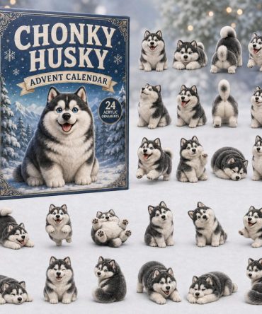 2026 Chonky Husky Holiday Countdown Calendar — 24-Day Acrylic Charm Advent Set, Playful Husky Gift & Winter Home Decor