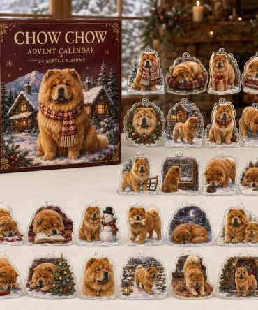 Chow Chow Holiday Countdown Calendar - 24 Acrylic Lion Dog Charms, Gift-Ready Set For Chow Enthusiasts