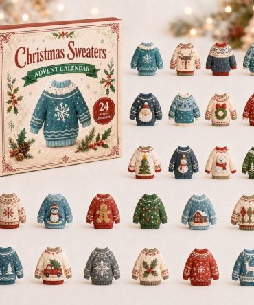 Festive Sweater 24‑Day Holiday Countdown 2026 — Christmas Sweater Mini Charms Advent Set With 24 Acrylic Ornaments, Giftable Decor