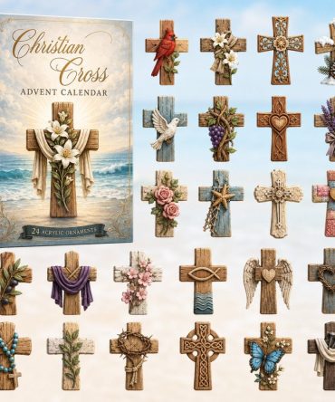 Christian Cross 24‑Day Advent Countdown 2026 — Faithful Christmas Countdown With 24 Acrylic Charms, Gift-Ready Religious Decor