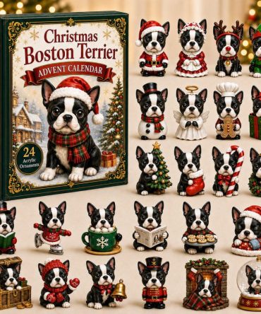 2026 Boston Terrier Plaid Advent Calendar — 24-Day Festive Countdown With Acrylic Dog Charms, Cozy Plaid Holiday Gift