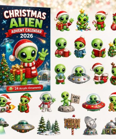 2026 Alien Area Space Advent Calendar — 24-Day Ufo-Themed Countdown With Acrylic Alien Charms, Fun Sci-Fi Holiday Gift