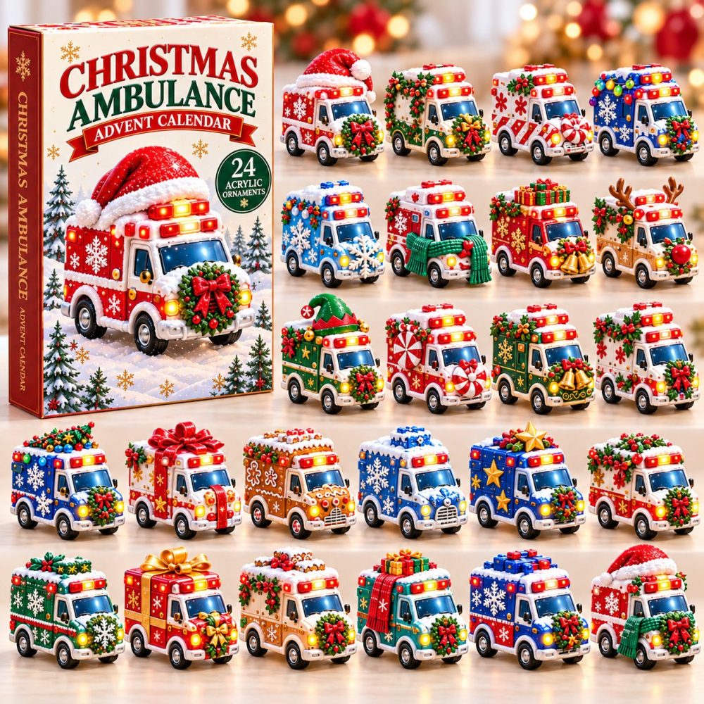 2026 Ambulance Christmas 24-Day Advent Countdown With Rescue Acrylic Charms - First Responder Holiday Gift Calendar For Kids & Emt Fans