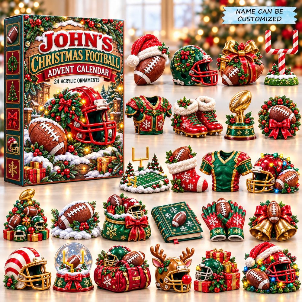 2026 Football Fan Holiday Countdown - 24-Day Acrylic Charm Advent Calendar, American Football Gift For Fans & Tailgaters