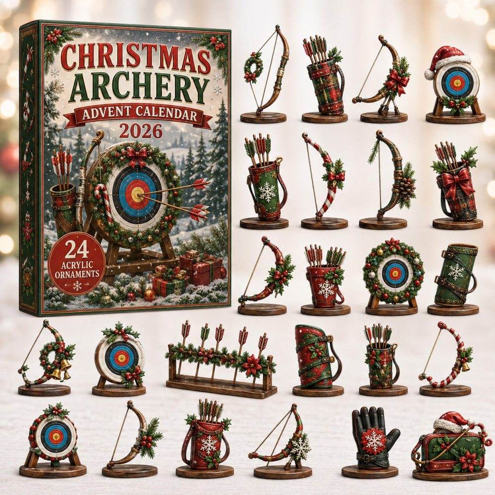 2026 Archery Themed Advent Calendar — 24-Day Holiday Countdown With Acrylic Archery Charms, Unique Gift For Archers & Outdoor Enthusiasts