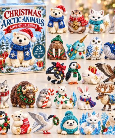 24-Day Arctic Animals Advent With Acrylic Charms — Polar & Tundra Creature Ornaments, Winter Wonderland Countdown & Gift Box
