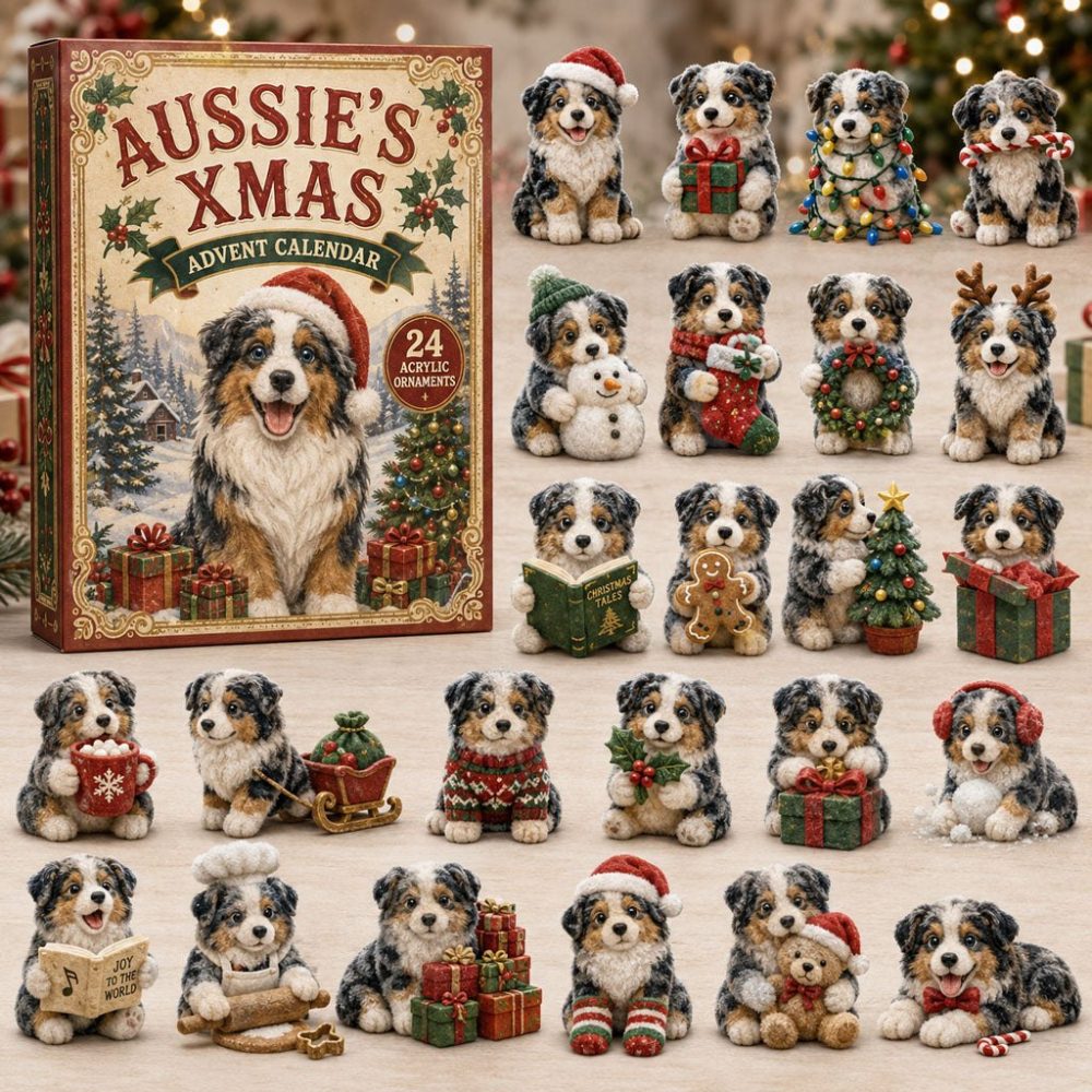 Aussie Dog Christmas 2026 Advent Countdown Calendar — 24 Festive Acrylic Charms, Australian Pet-Themed Holiday Gift & Stocking Stuffer
