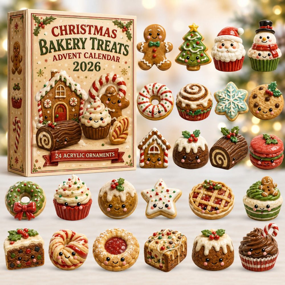 Christmas Bakery Treats 24-Day Advent Calendar — 2026 Acrylic Charm Countdown, Sweet Holiday Gift For Bakers & Dessert Lovers